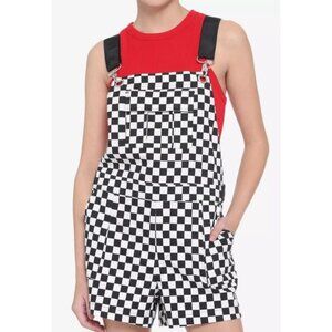 Hot Topic Checkerboard Overall Shorts Women's Size M Y2k 90s Grunge Alternative